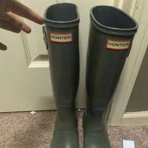 Gray hunter rain boots